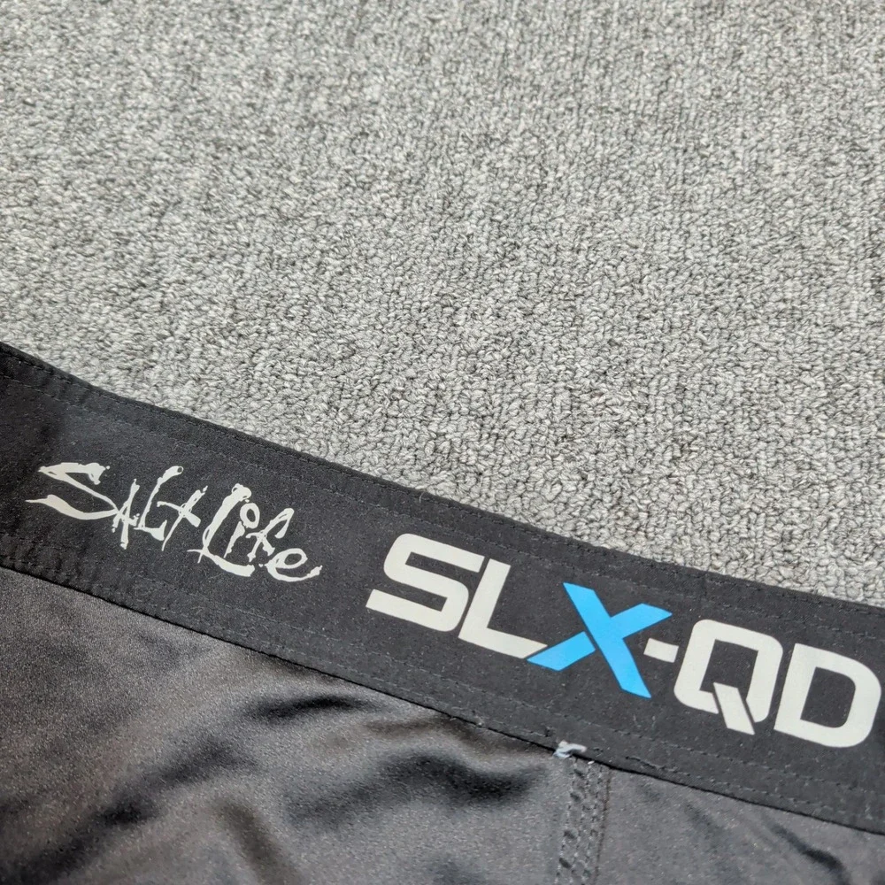 Salt Life SLX-QD Board Shorts 34 Black Quick Dry Surf Fishing Skull Graphic Logo